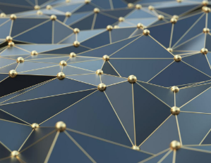 Gold and navy abstract technology artwork for MBSE Workshop
